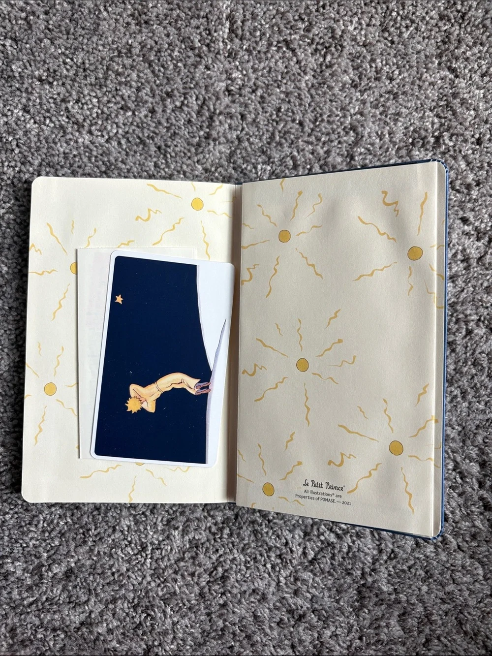 Le Petit Prince Blue Hardcover Notebook with Yellow Airplane Design